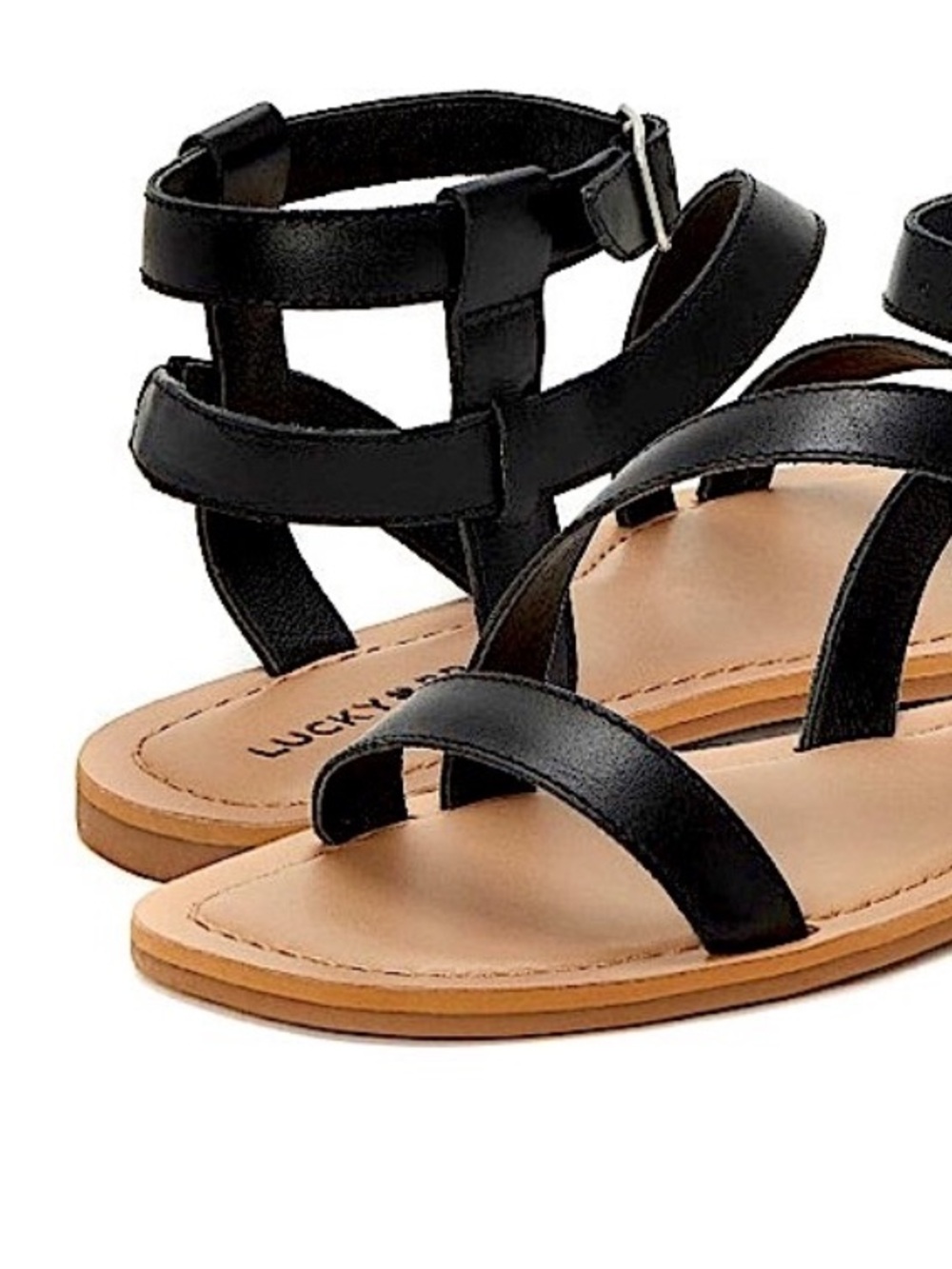 Lucky Brand Black Strappy Ankle Buckle Sandals - Picture 8 of 8